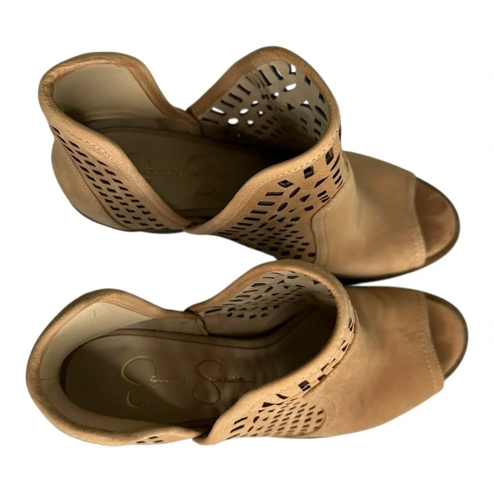 Jessica Simpson Cherrell Open-Toe Leather Booties.Size 8.5